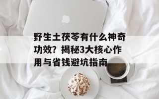 野生土茯苓有什么神奇功效？揭秘3大核心作用与省钱避坑指南