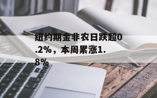 纽约期金非农日跌超0.2%，本周累涨1.8%