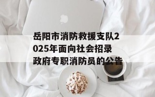 岳阳市消防救援支队2025年面向社会招录政府专职消防员的公告