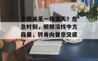 中朝关系一夜变天？危急时刻，朝鲜没找中方商量，转身向普京交底了