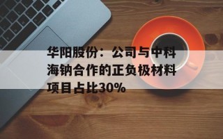华阳股份：公司与中科海钠合作的正负极材料项目占比30%