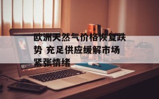 欧洲天然气价格恢复跌势 充足供应缓解市场紧张情绪