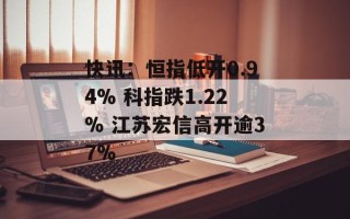快讯：恒指低开0.94% 科指跌1.22% 江苏宏信高开逾37%