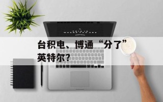 台积电、博通“分了”英特尔？