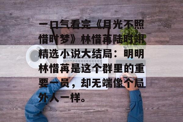 一口气看完《月光不照惜时梦》林惜苒陆时翊精选小说大结局：明明林惜苒是这个群里的重要一员，却无端像个局外人一样。-第1张图片-