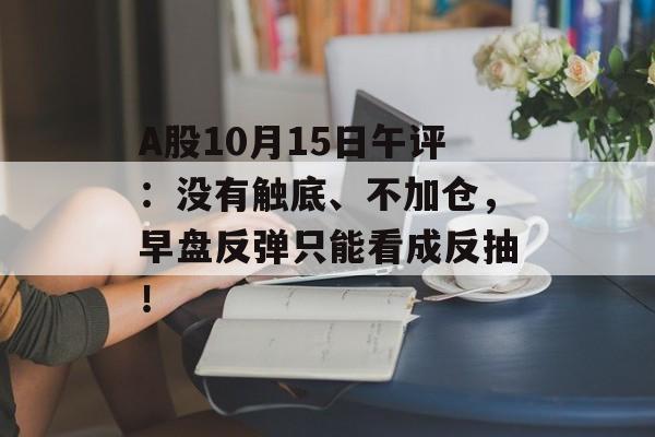 A股10月15日午评：没有触底、不加仓，早盘反弹只能看成反抽！-第1张图片-