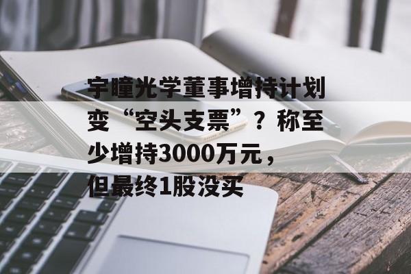 宇瞳光学董事增持计划变“空头支票”？称至少增持3000万元，但最终1股没买-第1张图片-