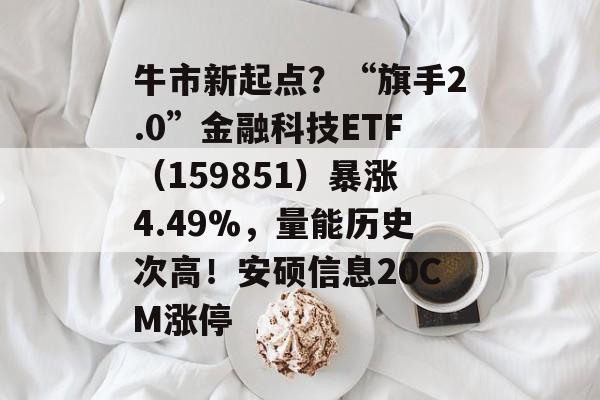 牛市新起点？“旗手2.0”金融科技ETF（159851）暴涨4.49%，量能历史次高！安硕信息20CM涨停-第1张图片-