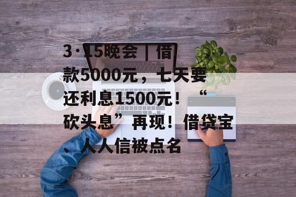 3·15晚会 | 借款5000元，七天要还利息1500元！“砍头息”再现！借贷宝、人人信被点名-第1张图片-