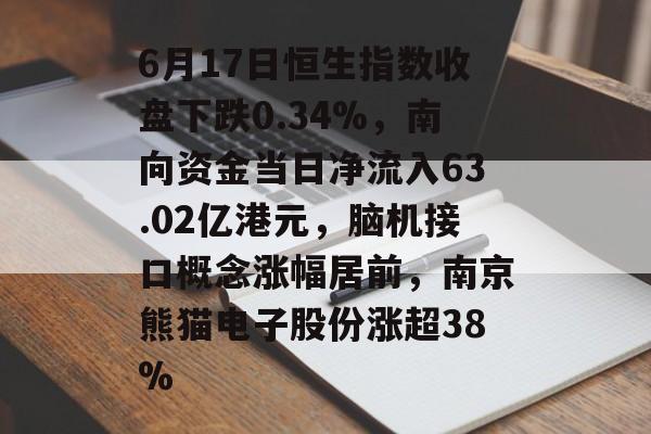 6月17日恒生指数收盘下跌0.34%，南向资金当日净流入63.02亿港元，脑机接口概念涨幅居前，南京熊猫电子股份涨超38%-第1张图片-