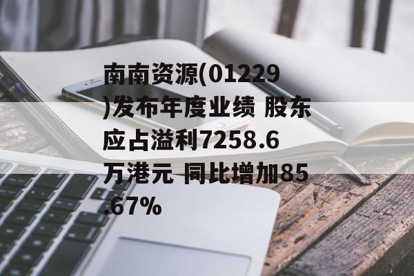 南南资源(01229)发布年度业绩 股东应占溢利7258.6万港元 同比增加85.67%-第1张图片-