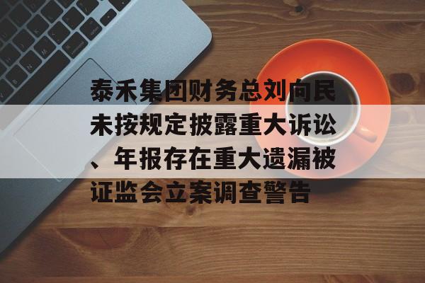 泰禾集团财务总刘向民未按规定披露重大诉讼、年报存在重大遗漏被证监会立案调查警告-第1张图片-
