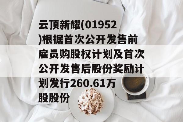 云顶新耀(01952)根据首次公开发售前雇员购股权计划及首次公开发售后股份奖励计划发行260.61万股股份-第1张图片-